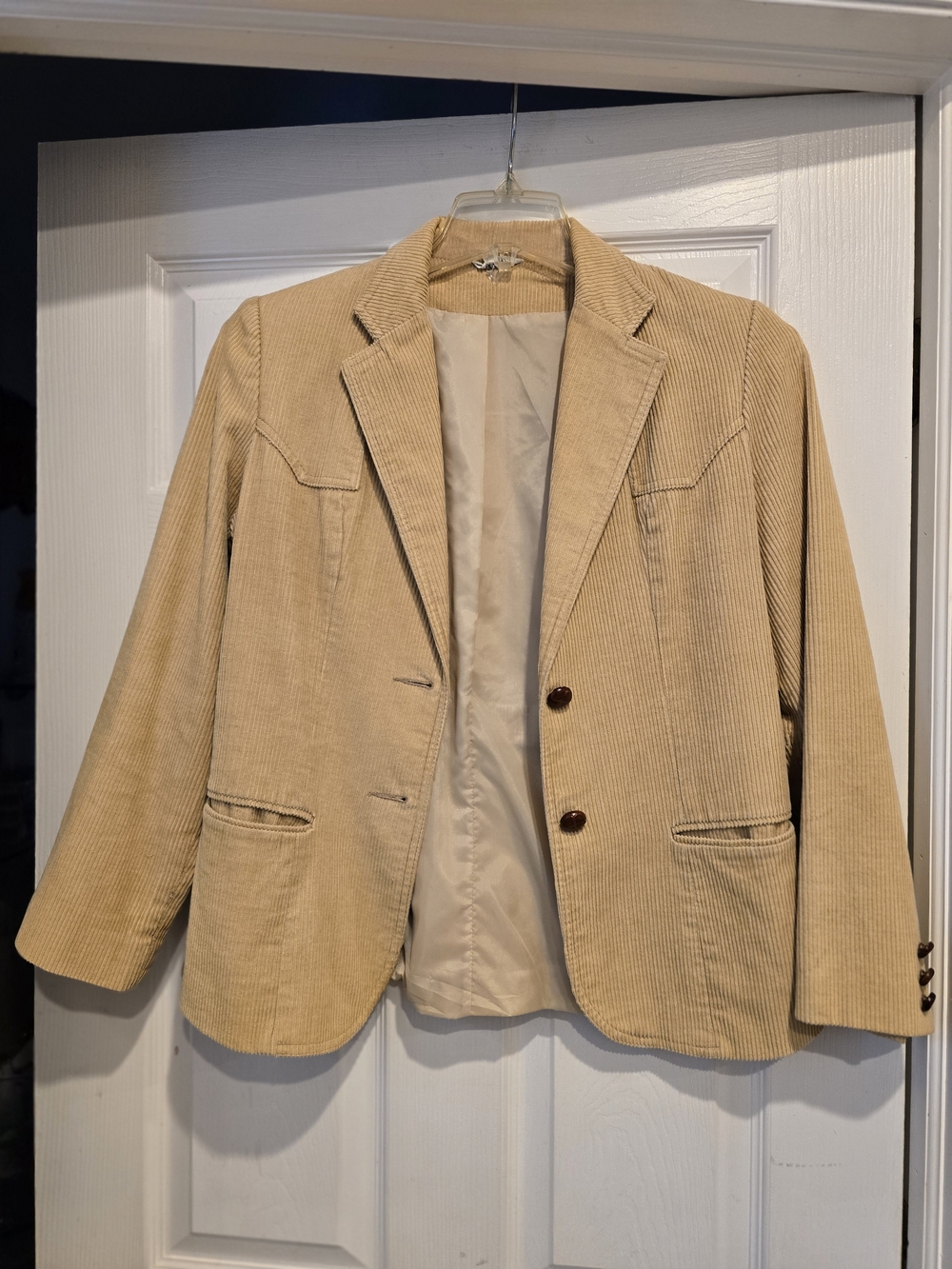 Vintage Tan Corduroy Blazer Jacket Size 11/12 Two Button Lined